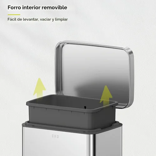 Vista 6 de EKO Madison - Cubo de basura de acero inoxidable cepillado de 1.6 galones o 6 litros, cubo de basura o cubo de reciclaje, forro interior extraíble
