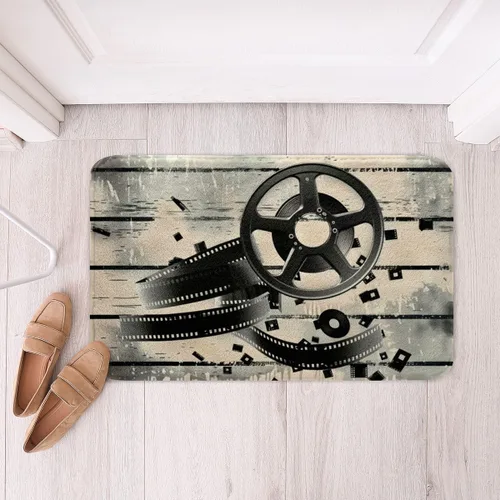 Vista 11 de Homewish Theater Cinema Poster Bathroom Rugs,Retro Movie Non Slip Bath Mat Popcorn Bathroom Indoor Floor Mats,Movie Night Shaggy Absorbent Bathtub