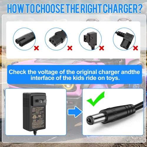 Vista 7 de EGK Cargador de batería de 12 V para niños con cable de 6.6 pies, para los mejores productos de elección, Wrangler SUV, Kid Trax, Dynacraft, coches