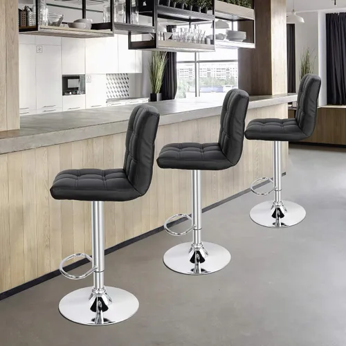 Vista 2 de ZenStyle Taburetes de bar de altura de mostrador, juego de 2 taburetes de bar giratorios ajustables, sillas de cuero PU para taburete de cocina