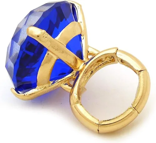 Vista 4 de Anillo elástico de piedra colorida de cristal extra grande para mujer