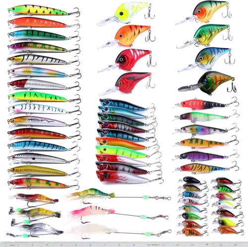 Vista 9 de Kit de señuelos de pesca Minnow Popper Crank Baits Freshwater Bass Fishing Baits Set