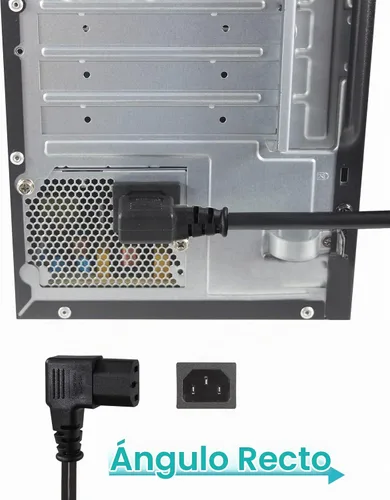 Vista 5 de Cable de alimentación de computadora en ángulo recto de 1 pie, enchufe NEMA 5-15 a cable de alimentación IEC C13, cable de alimentación universal