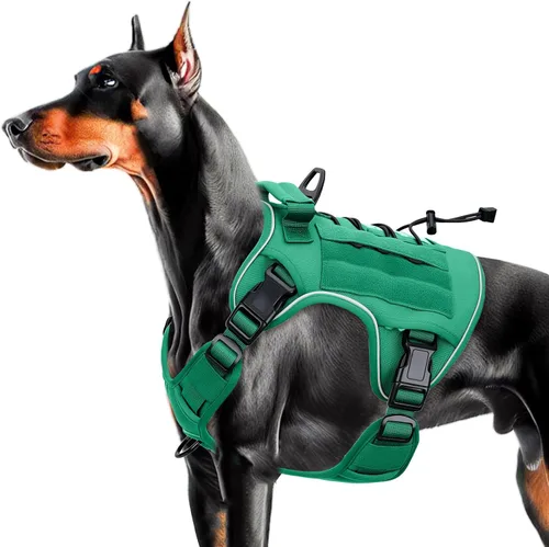 Vista 86 de Arnés táctico para perros grandes, chaleco reflectante ajustable sin tirones con sistema Molle, control de grado militar K9 para entrenamiento