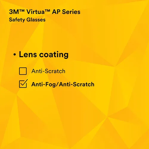 Vista 10 de 3M Anteojos de seguridad, Virtua AP, 1 par, ANSI Z87, antiniebla, revestimiento antiarañazos, lente gris, montura gris, protectores laterales