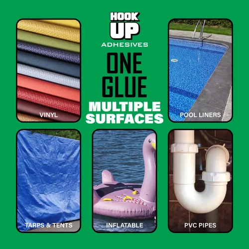 Vista 3 de HOOK UP, 2 paquetes de pegamento de vinilo impermeable de alta calidad para reparaciones de piscinas y artículos inflables de secado rápido