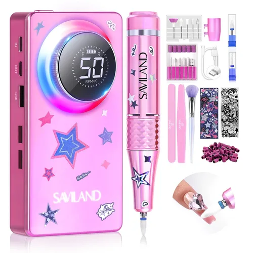 Vista 8 de SAVILAND Taladro Eléctrico para Uñas 50000 RPM: Lima Eléctrica Inalámbrica para Uñas Vida de Batería de 10 H Kit de Taladro Recargable para Uñas
