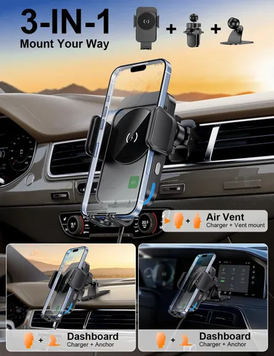 Vista 2 de Cargador inalámbrico del coche, cargador del sostenedor del teléfono