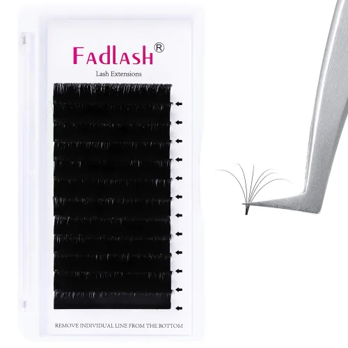 Vista 13 de Extensiones de Pestañas Rizo B Fácil Florecimiento Extensión de Pestañas Negro Mate Extensiones de Pestañas de Volumen Rápido Florecimiento Pestañas