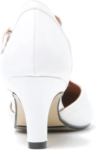 Vista 6 de LIURUIJIA Zapatos de tacón bajo Mary Jane para mujer, estilo retro, punta redonda, correa en T, D'Orsay para baile de graduación, talla grande