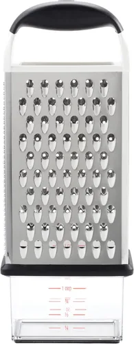 Vista 5 de OXO Good Grips - Rallador de caja plateado, 1 EA and OXO Good Grips Picador de verduras y cebollas con apertura fácil de verter, color blanco