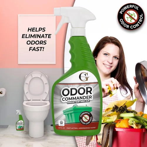 Vista 8 de Garbage Commander Odor Commander, botella de spray para control de olores, 22 onzas, aroma a hierba de limón, fabricada con orgullo en Canadá