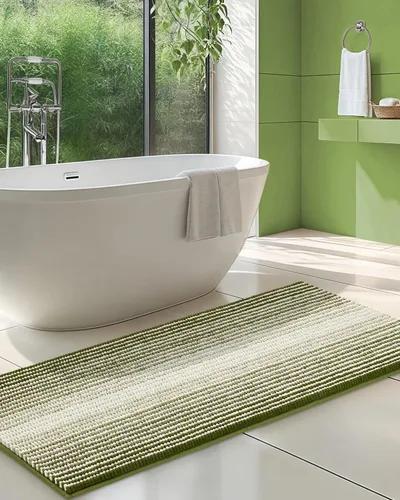 Vista 16 de BSICPRO Tapetes de baño de felpilla, 20 x 32 pulgadas, antideslizantes, absorbentes, suaves, peludos, para baño, lavables a máquina (salvia)
