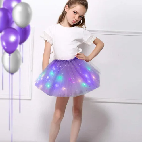 Vista 3 de Girl Tutu Skirts, Magic Light Princess LED Dancing Skirt Tulle Ballet