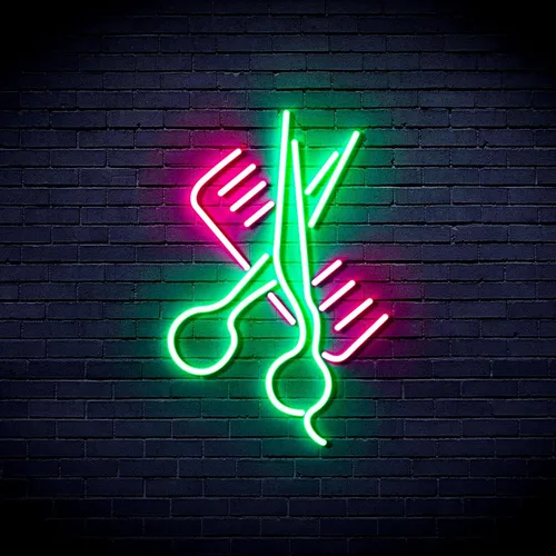 Vista 20 de AdvPro Comb & Scissors Flex Silicone LED Neon Sign - Azul - st16s32-fnu0363-b