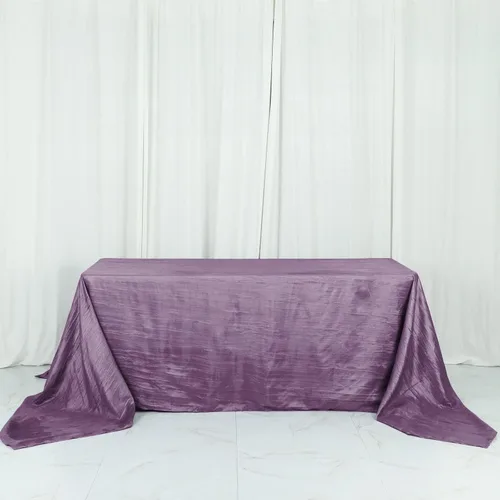 Vista 46 de Tableclothsfactory Mantel rectangular de tafetán arrugado de acordeón azul polvoriento, de 60 x 102 pulgadas, perfecto para ceremonias de boda