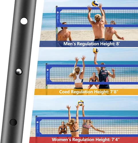 Vista 7 de Professional Volleyball Net Set Heavy Duty for Outdoor Backyard Portable with Aluminum Scoring Poles, Nets System, Adjustable Regulation Height