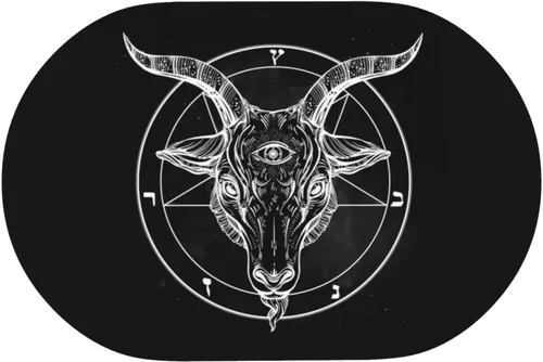 Vista 7 de SEAEAGLE Pentagrama con Demon Baphomet Satanic Goat Diatomaceous Earth Bath Mat Diatomite Stone Fast Water Drying Diatomea Mud Foot Pad