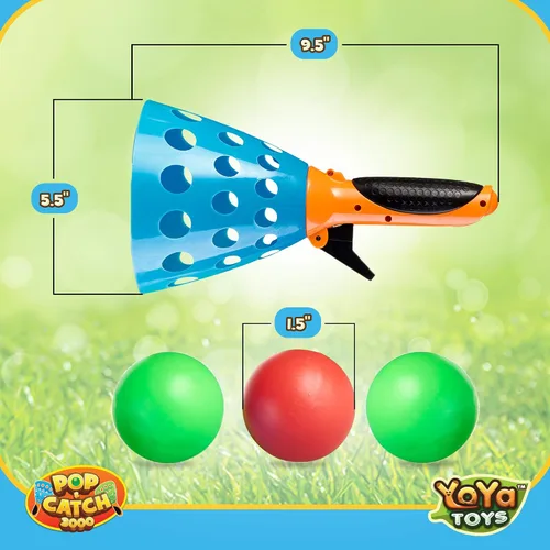 Vista 4 de YoYa Toys Juego de pelota Pop and Catch – Actividades de juego para niños en interiores y exteriores, juegos de atrapa para acampar, deportes