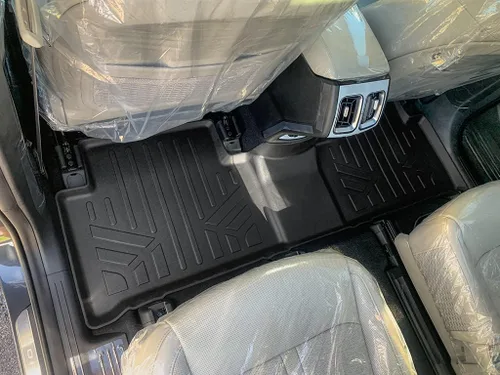 Vista 4 de SMARTLINER Juego de alfombrillas de 3 filas de ajuste personalizado para todo tipo de clima, compatible con Kia Sorento 2021-2025