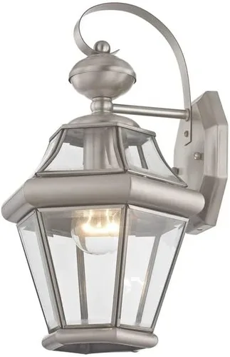 Vista 3 de Livex Lighting 2161-04 Farol de pared para exteriores con pantallas de vidrio biselado transparente, color negro Persianas de vidrio biselado