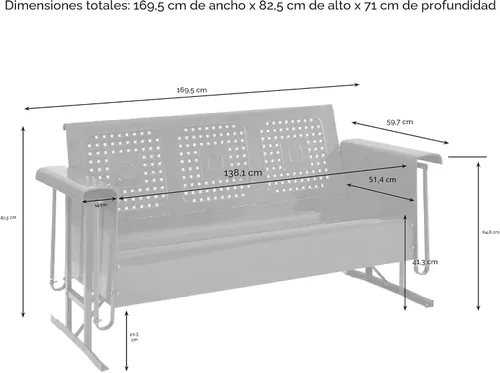 Vista 3 de Crosley Furniture Bates - Sofá deslizador de metal retro para exteriores, banco mecedor para 3 personas para porche, terraza, rojo brillante