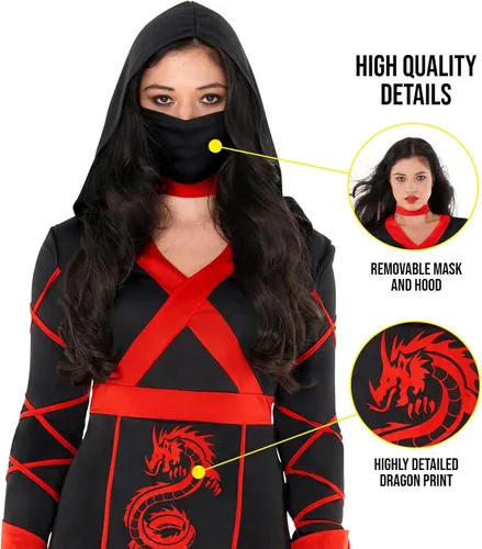 Vista 3 de Morph Ninja Costume Women - Womans Ninja Costume Adult - Adult Women Ninja Costume - Halloween Ninja Costumes For Women