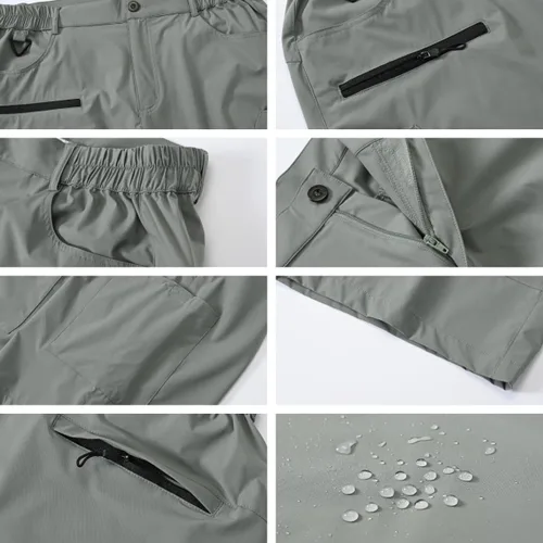 Vista 7 de Fjnbbiot Pantalones cortos de verano para hombre, estilo cargo, de secado rápido, pantalones cortos de golf, 7 bolsillos, Waterproff