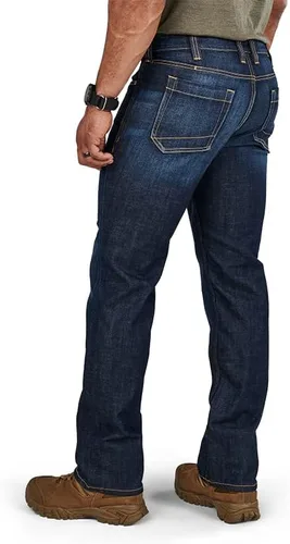 Vista 4 de 5.11 Tactical Defender-Flex Jeans de bota recta para hombre, tejido elástico mecánico, bolsillos clásicos, estilo 74477
