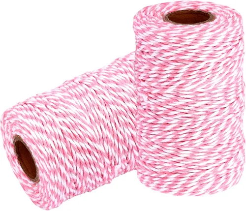 Vista 8 de Cuerda de Hilo de Algodón para Panaderos: 2 Rollos de Cordel para Manualidades Envolver Regalos - 656 Pies de Cordel Negro Blanco para Cocina