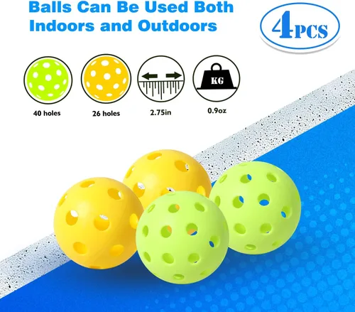 Vista 4 de GSE Games & Sports Expert Juego de palas de pickleball con raquetas ligeras de pickleball y bolas de pepinillo para interiores y exteriores y bolsa