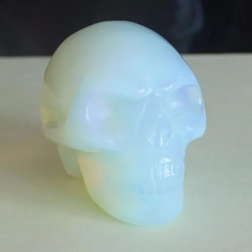 Vista 16 de Figura de calavera de piedras preciosas mixtas tallada a mano de 2 pulgadas para decoración del hogar (Amazonita)