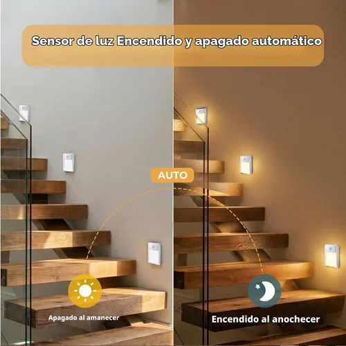 Vista 3 de VST Luz nocturna con sensor de movimiento, luces de escalera recargables con instalación de succión magnética para interiores, dormitorio, pasillo