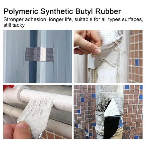 Vista 6 de BOMEI PACK Cinta de butilo para reparación de fugas de 0.059 in x 4 pulgadas de ancho x 33 pies de largo, cinta de sellado impermeable de papel