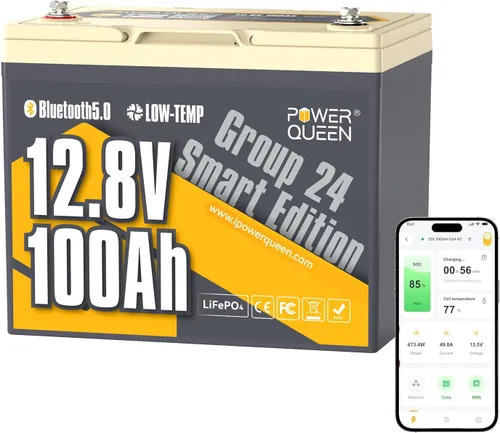 Vista 19 de Power Queen 12.8 V 50 Ah Batería LiFePO4 de actualización, celdas de batería de litio de grado A con BMS de 50 A, hasta 15000 ciclos, portátil