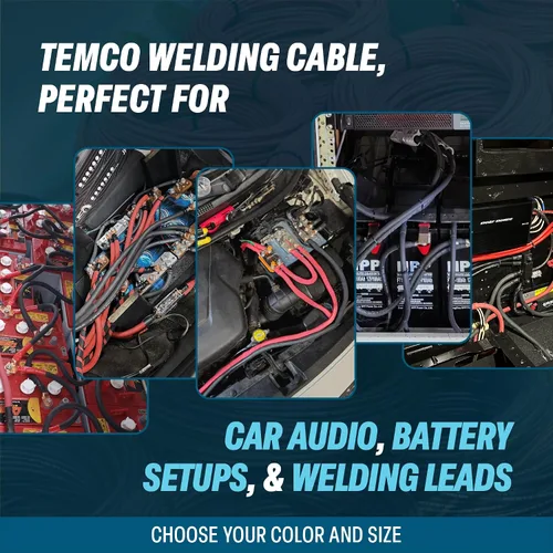 Vista 4 de TEMCo 1 Gauge AWG 10 pies Negro Cable de Soldadura Flexible de Cobre Puro Fabricado en EE. UU. para Batería - Uso Pesado para Solar, Inversor
