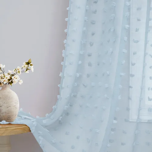 Vista 11 de Cortinas Beige Semitransparentes de 63 Pulgadas de Largo para Dormitorio, Sala de Estar, Guardería Infantil, Ventana con Diseño de Pompón