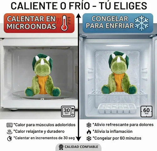 Vista 3 de 1i4 Group Dino Dinosaur - Peluche de Dinosaurio Microondable y con Peso - Peluche Calentado para Calor - Peluche Lindo, Suave y Acogedor