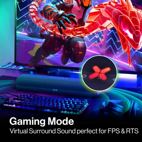 Vista 6 de OXS Thunder Lite - Barra de sonido para juegos de PC, barras de sonido para TV con sonido envolvente virtual, 2 controladores de rango completo