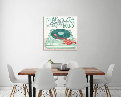 Vista 3 de Jaxson Rea "Retro Record Player Gallery Wrapped Canvas by Mary Urban, 12" x 12