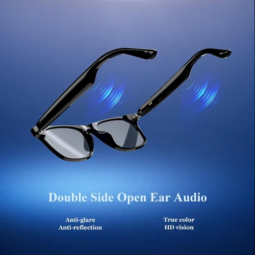 Vista 2 de Blackview Lentes inteligentes, lentes de sol polarizados Bluetooth con altavoz, control de voz, protección UV, lente de luz azul