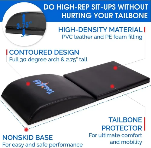 Vista 4 de Yes4All Ab Mat Tailbone y sin coxis, almohadilla de apoyo plegable para ejercicios abdominales para entrenamiento central y espalda baja