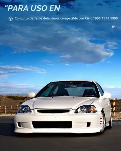 Vista 6 de Nilight - Conjunto de faros delanteros compatibles con Honda Civic 1996 1997 1998. Reemplazo de faros delanteros, carcasa negra, reflector ámbar