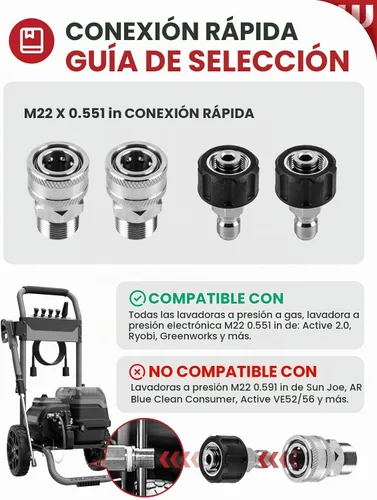 Vista 5 de WOJET M22-0.551 in Kit de conexión rápida para lavadora a presión, manguera