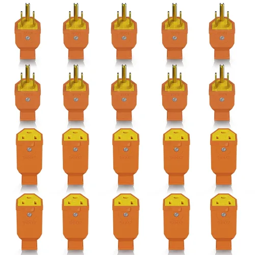 Vista 9 de ELEGRP Conector de Cuchilla Recta, Conector de Repuesto de Extremos de Cable de Extensión, 15 Amperios, 125 Voltios, NEMA 5-15P, Conector de Negro