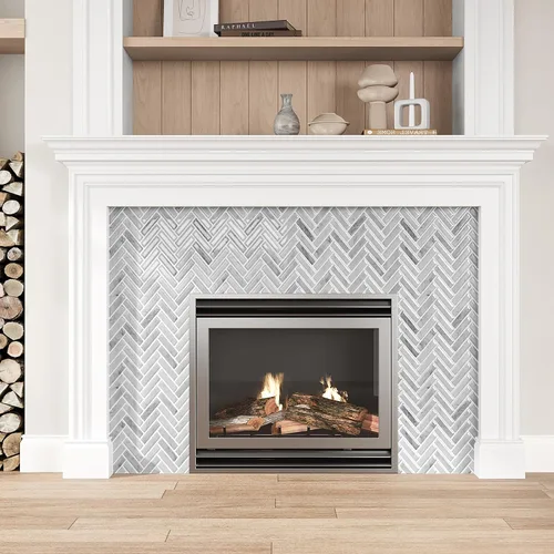 Vista 6 de VEELIKE Azulejos de mármol gris para salpicaduras de pared en muro de cocina en muro de espiga para despegar y pegar, impermeables, 6 hojas