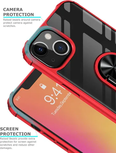 Vista 5 de Ring Kickstand - Funda transparente para iPhone 13 Mini de 5.4 pulgadas, protección contra caídas, funda protectora delgada, parachoques flexible +