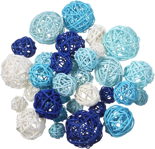 Vista 11 de Patelai 36 Piezas Bolas de Mimbre de Ratán Bolas Decorativas para Jarrón Centro de Mesa Cuencos Esferas de Relleno para Decoración del Hogar, 4 Boho