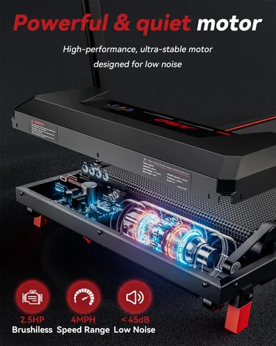 Vista 5 de Alfombra de Caminar con Inclinación, XBD - Caminadora para Debajo del Escritorio para Hogar y Oficina Pequeña, 2.5HP de Bajo Ruido, Portátil