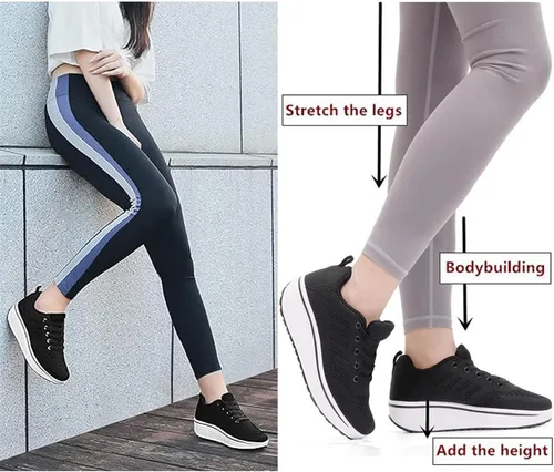 Vista 2 de Zapatos deportivos de moda con plataforma para mujer, de malla transpirable, ligeros, antideslizantes, para correr